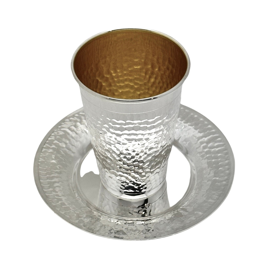 Kiddush Cup Set Hammered