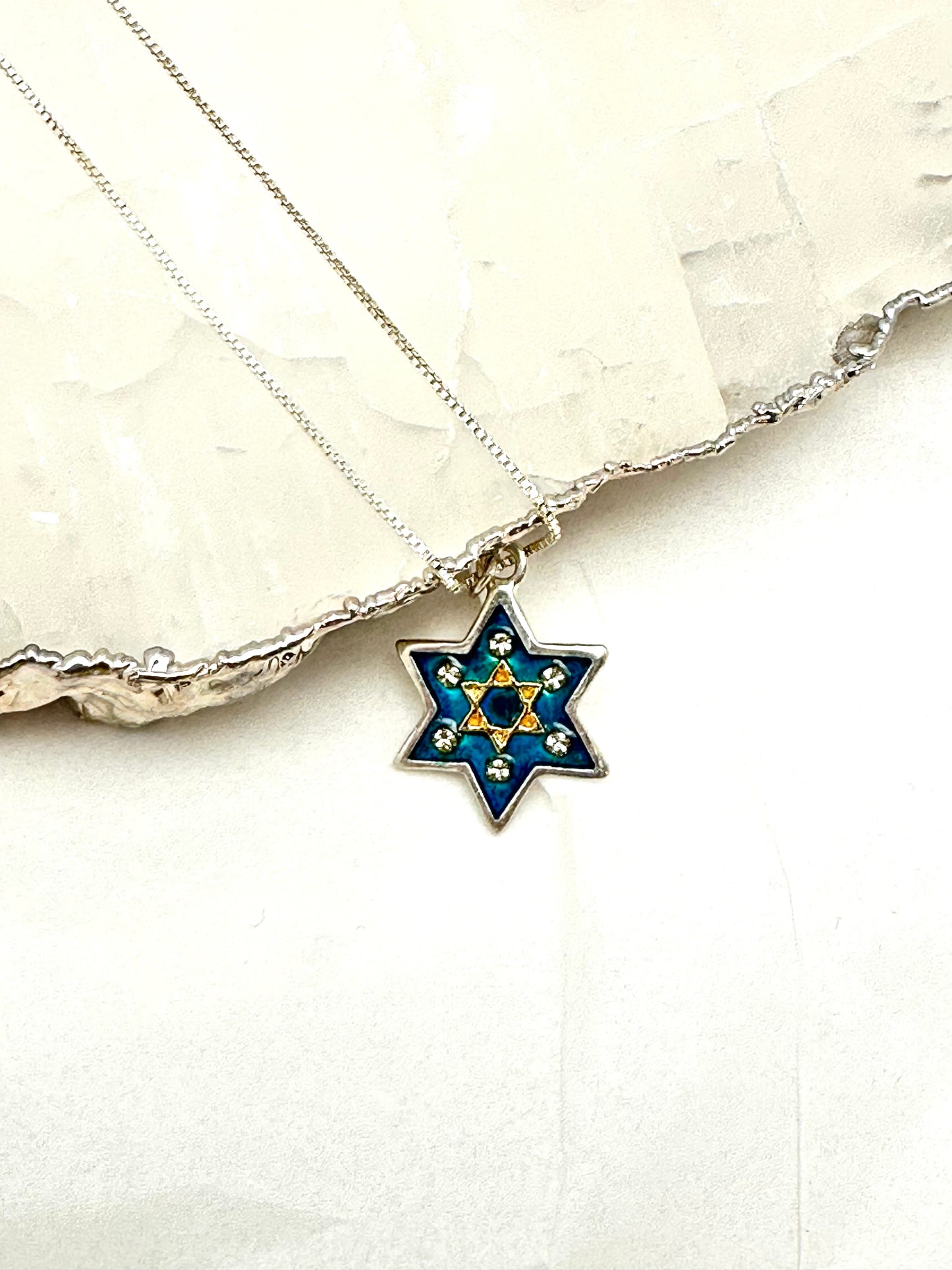 Enamel & Sterling Silver Magen David Necklace