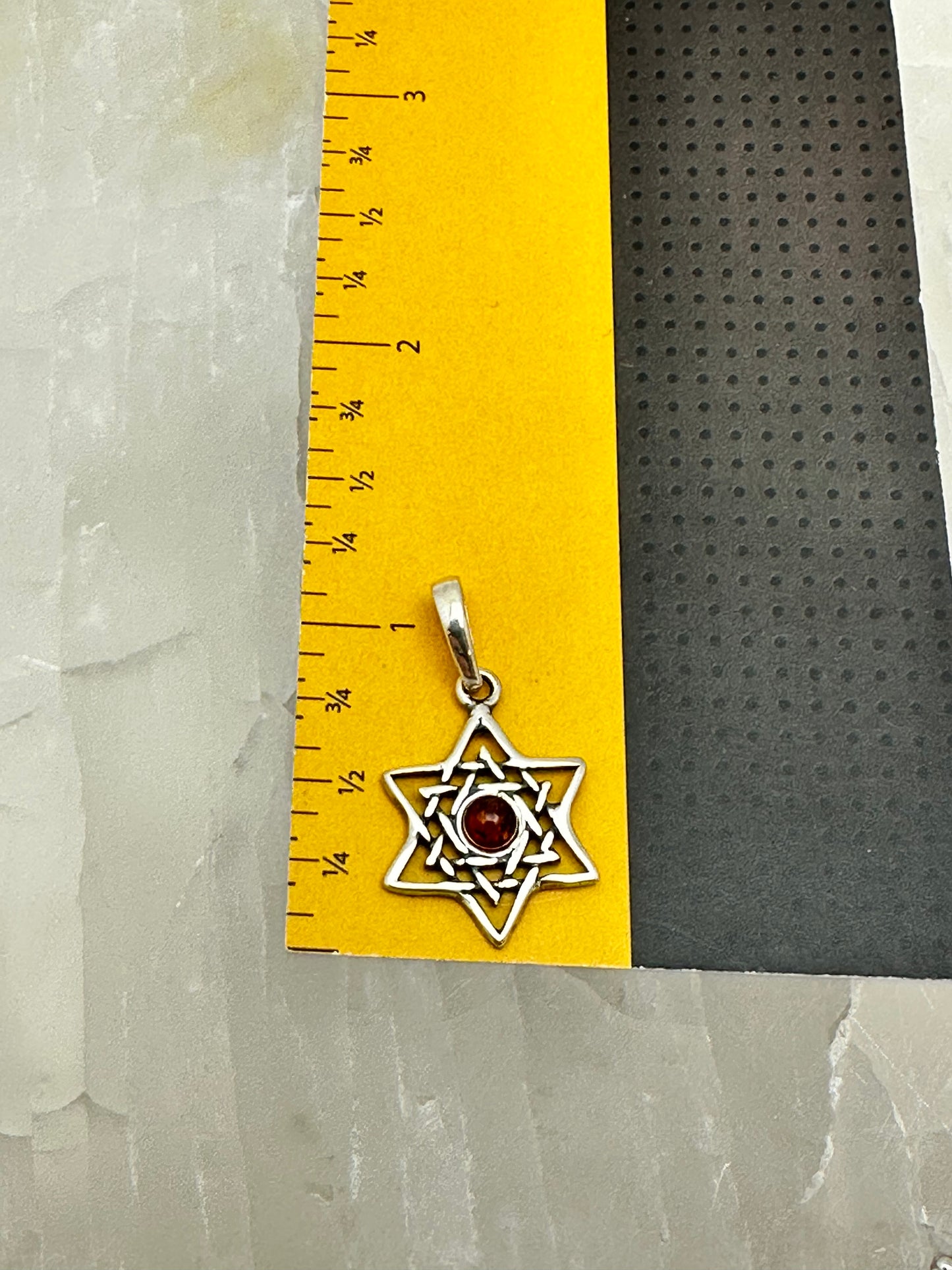 Magen David with Amber Stone