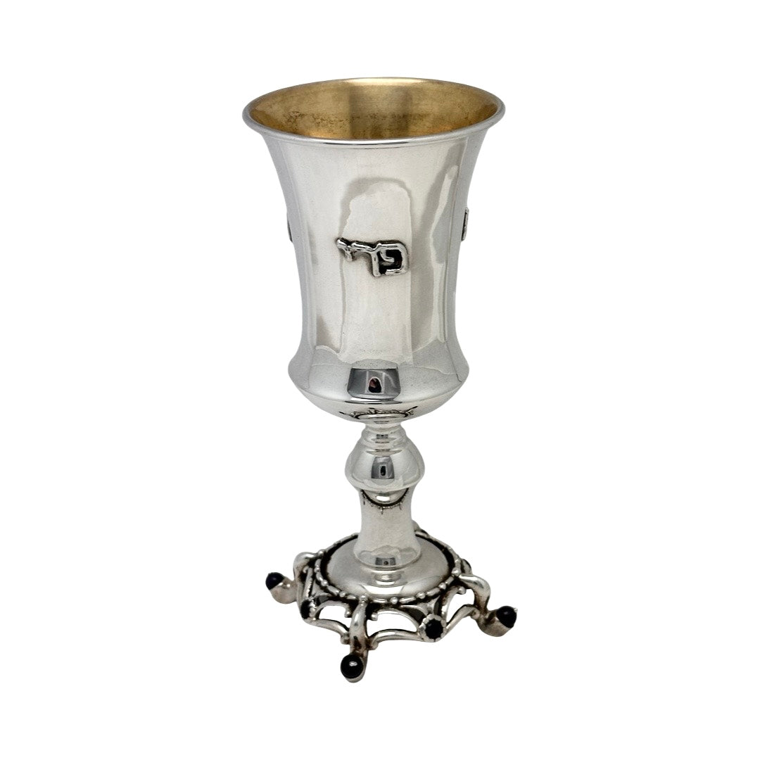 Square Leg Kiddush Cup with Amethysts