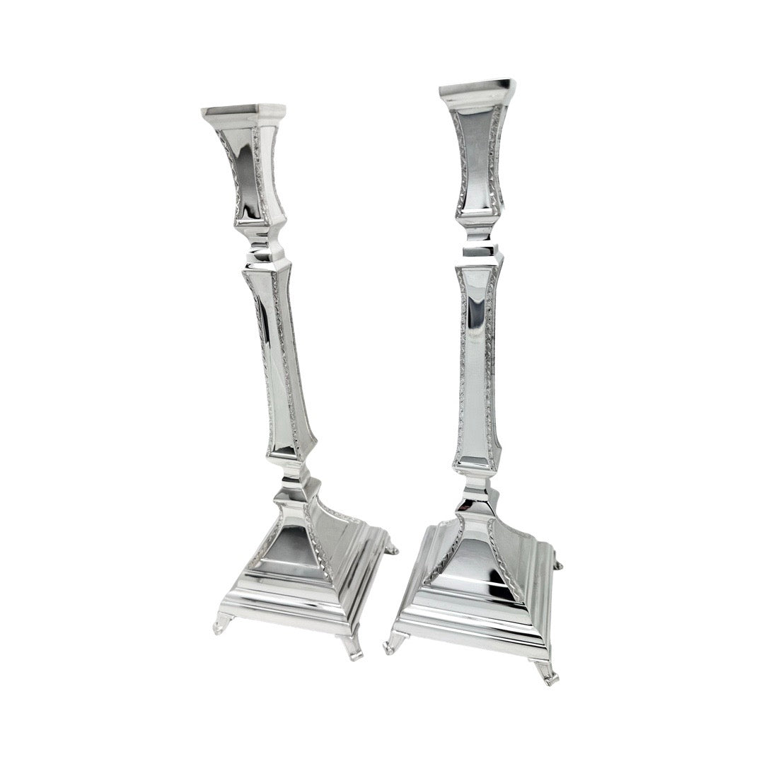 Diamond Corner Square Base Candlesticks