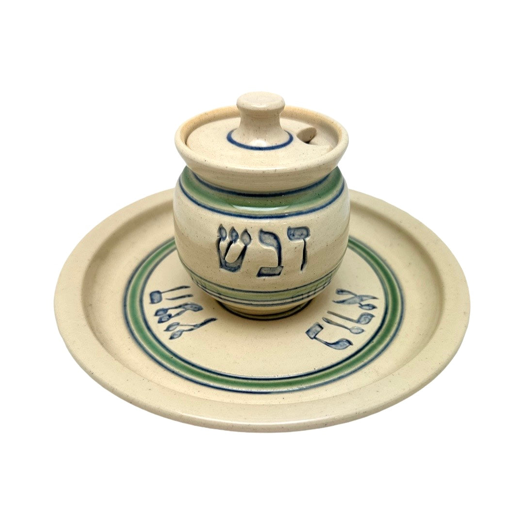 Ceramic Honey Pot and Plate