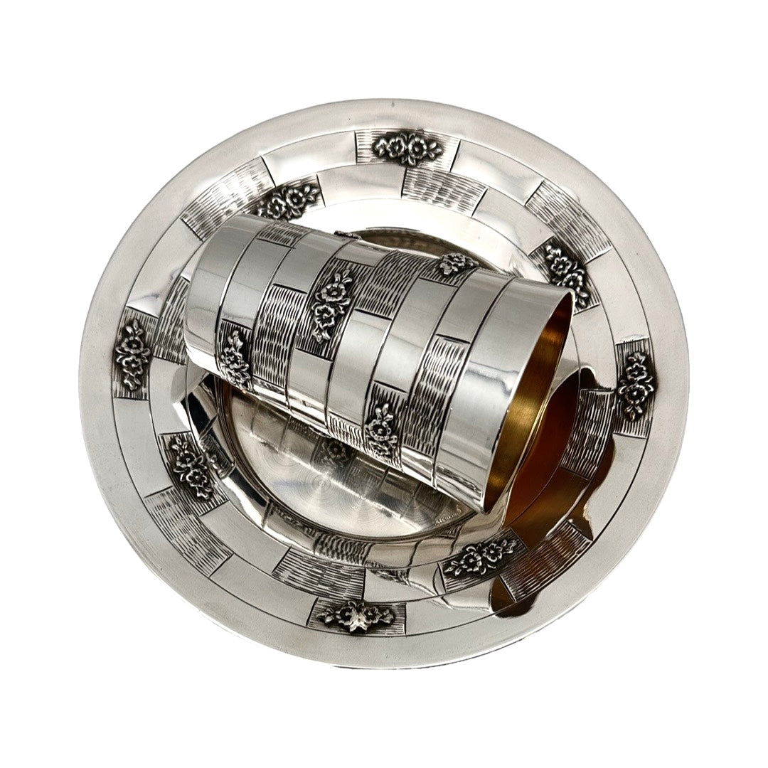 Casted Flowers Kiddush Cup Set