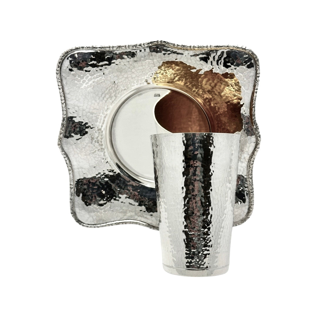 Evora Hammered Kiddush Cup Set