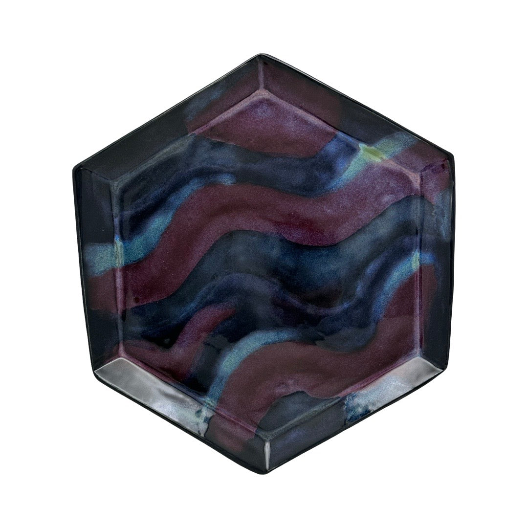 Blue/Burgundy Ceramic Seder Plate