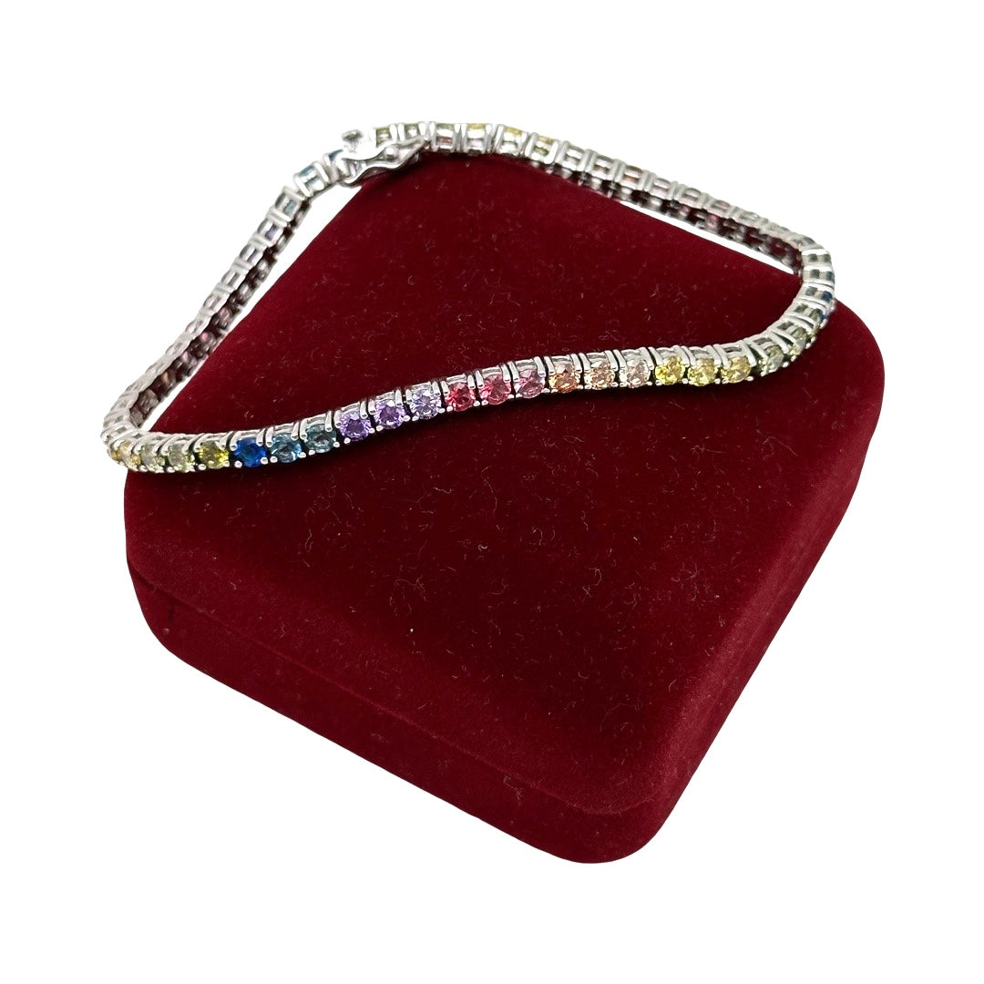 Sterling Silver Rainbow Tennis Bracelet