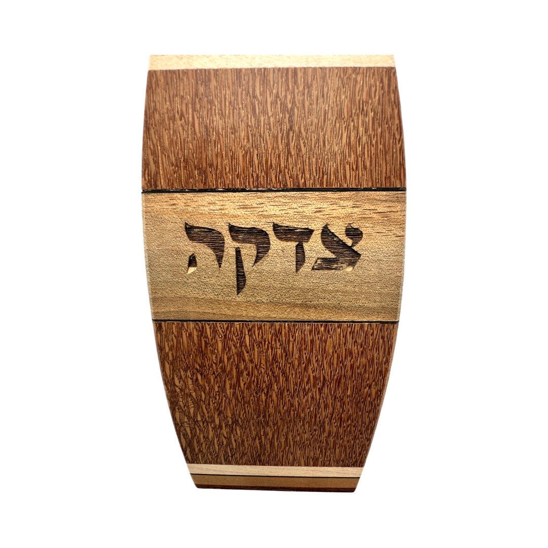 Wood Barrel Tzedakah Box