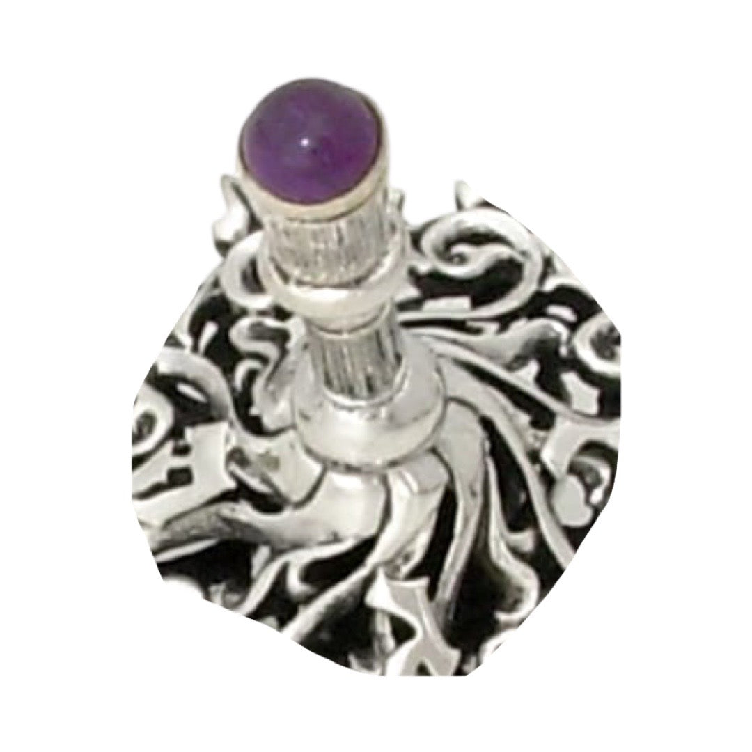 Casted Filigree Dreidel with Amethyst
