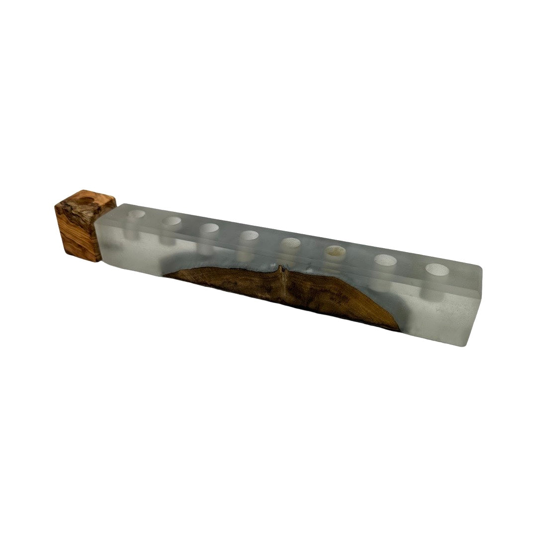 Olive wood and Resin Menorah