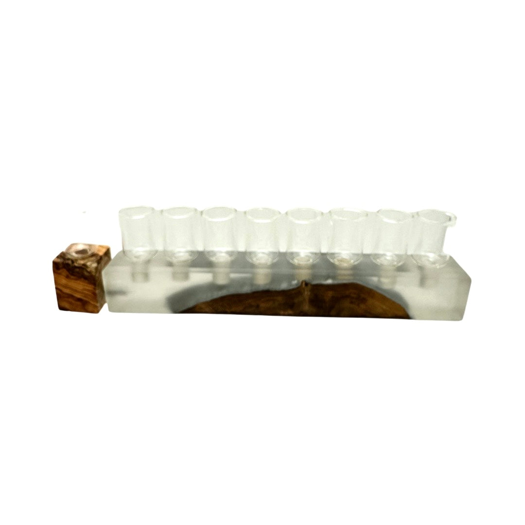 Olive wood and Resin Menorah