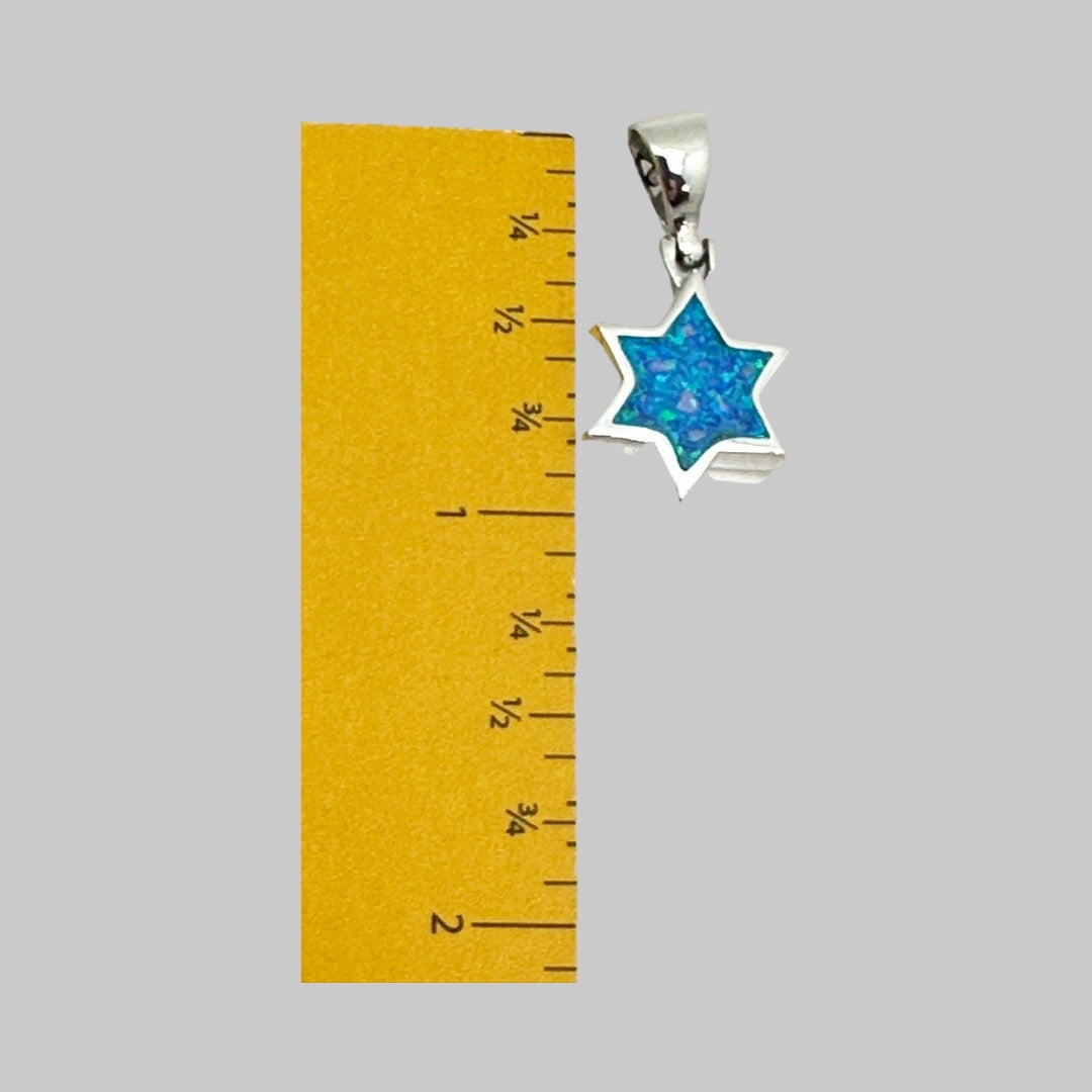 Sterling Silver Magen David Opal Pendant