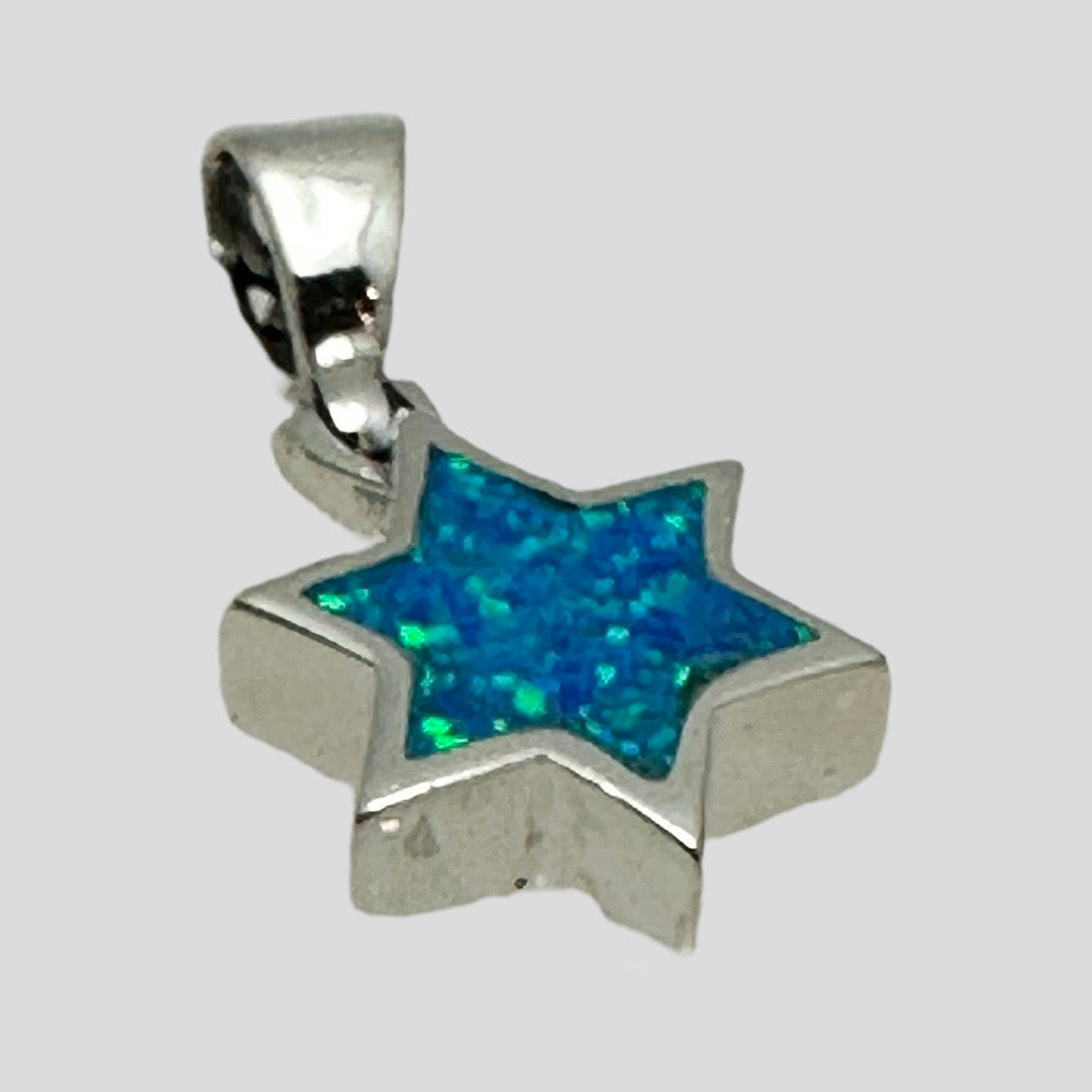 Sterling Silver Magen David Opal Pendant