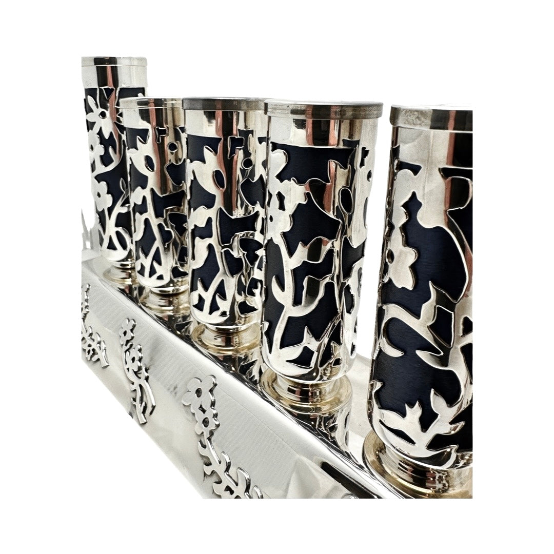 Sterling Silver Cut Out Flower Menorah