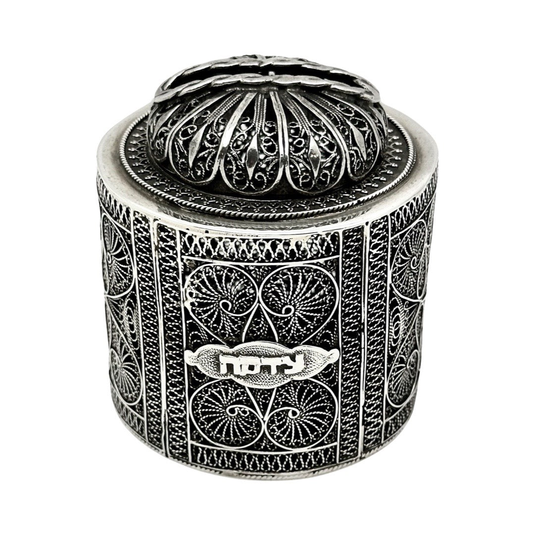 Round Filigree Tzedaka Box