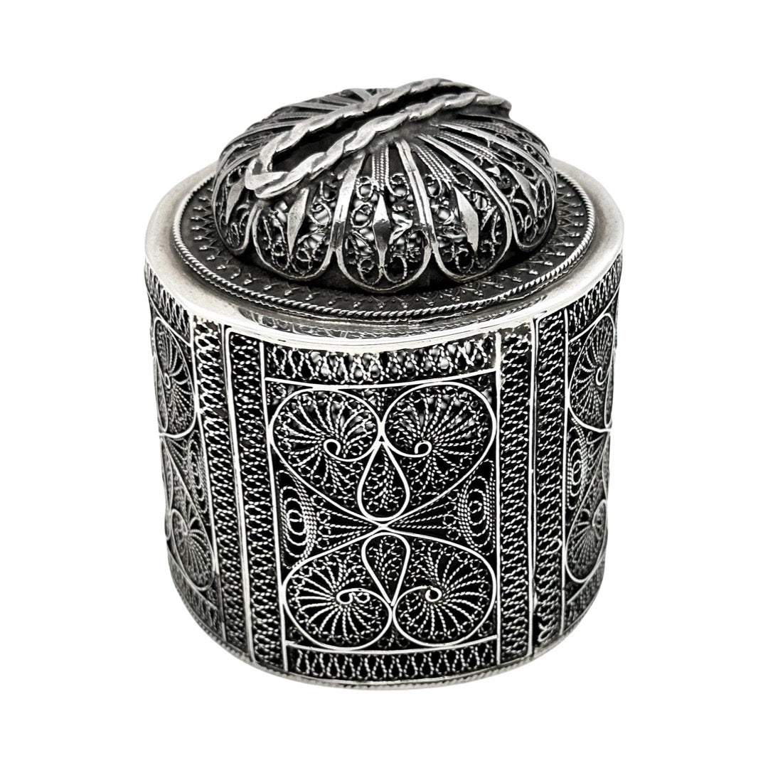 Round Filigree Tzedaka Box