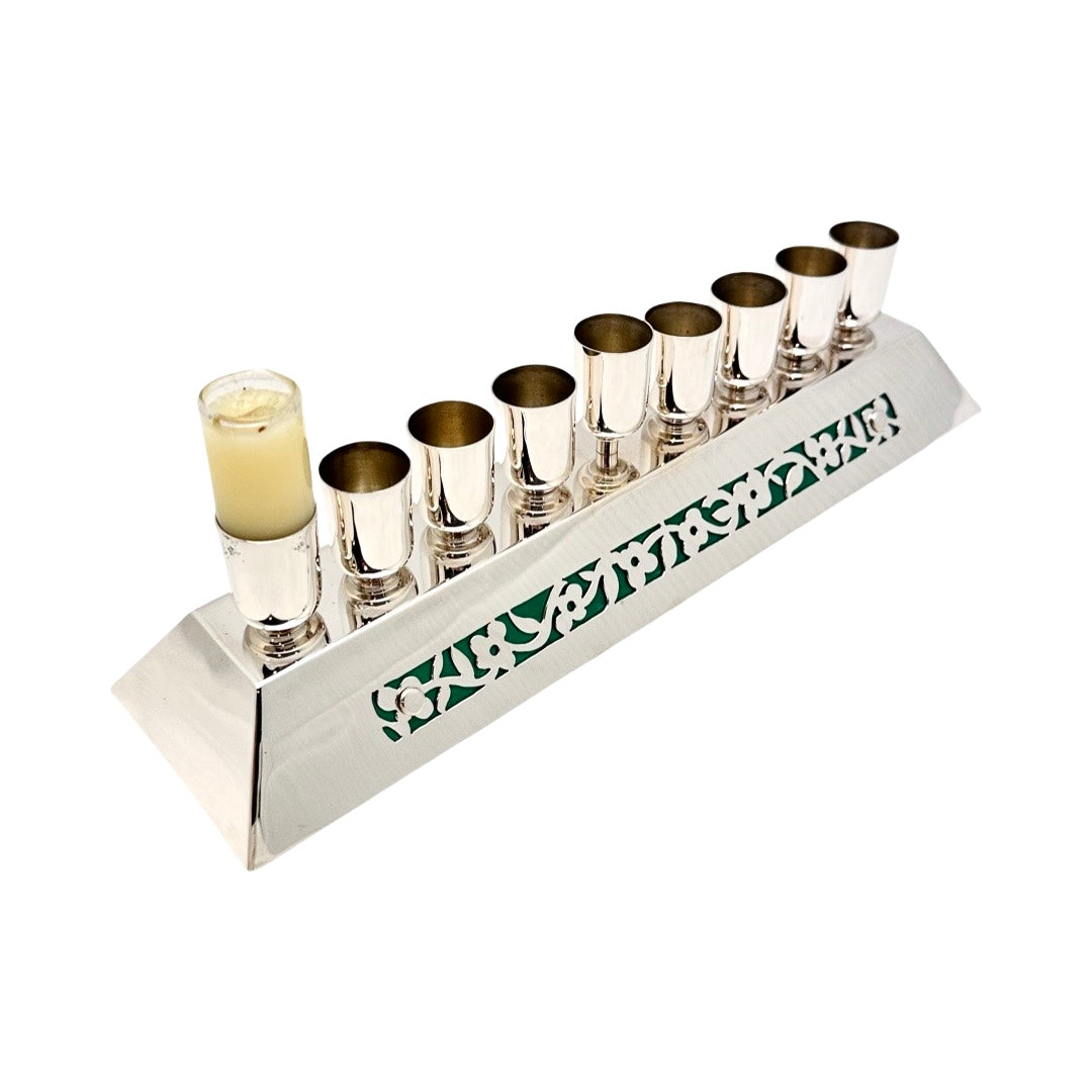 Sterling Silver Cut-Out Flower Menorah