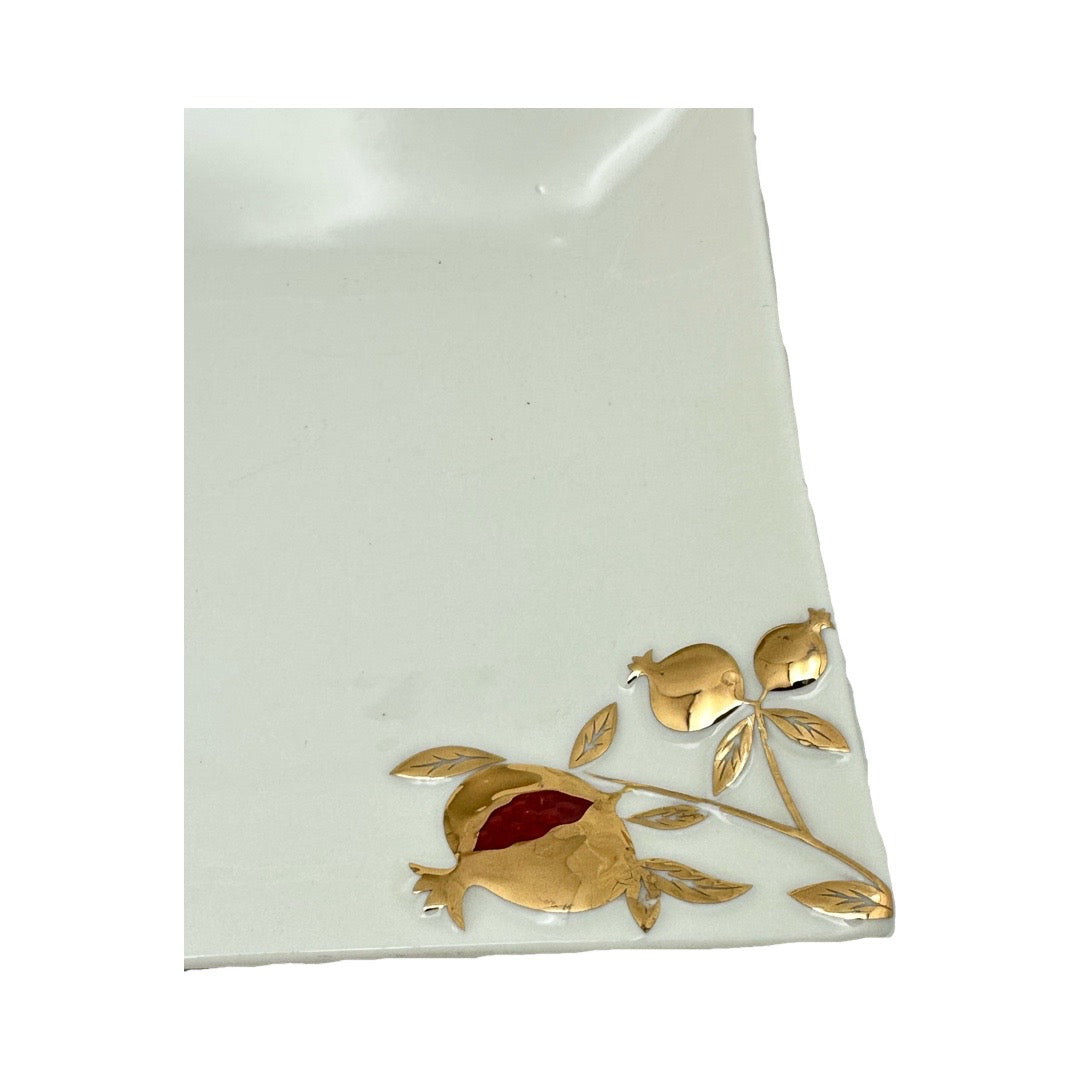 4pc Serving Set Small Pomegranates Gold