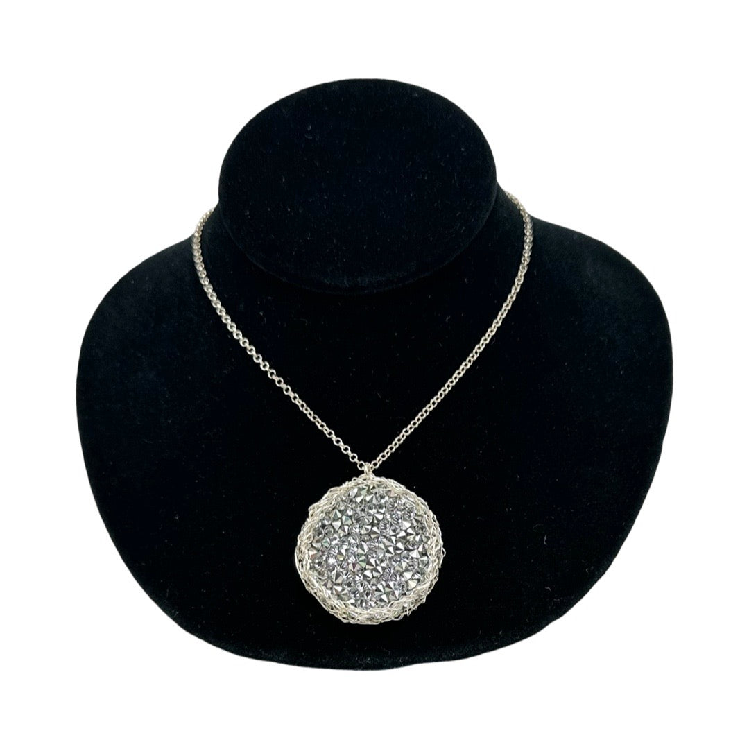 Swarovski Crystal & Sterling Silver Mesh Pendant Necklace