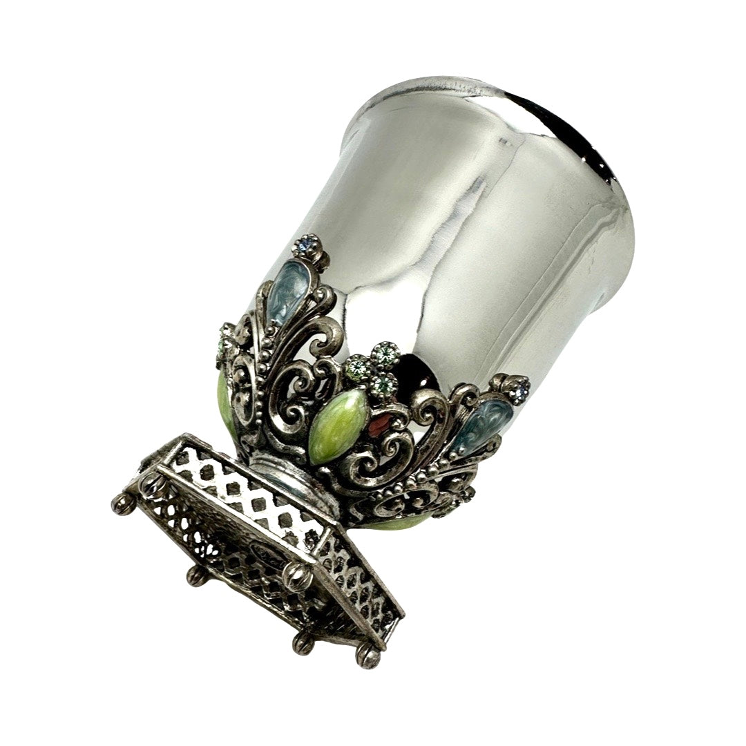 Enamel and Pewter Kiddush Cup