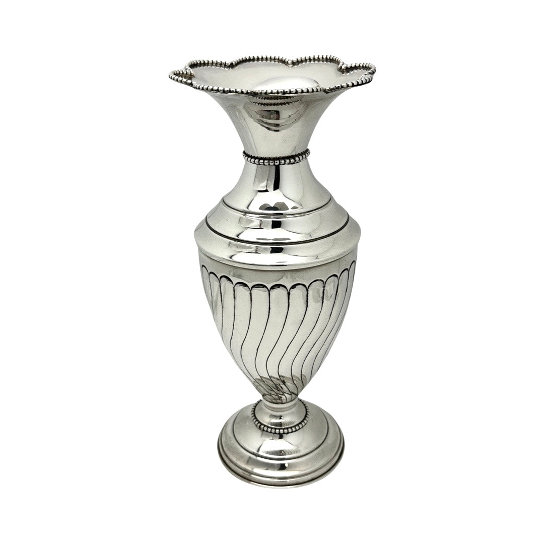 Sterling Silver Bead & Line Vase