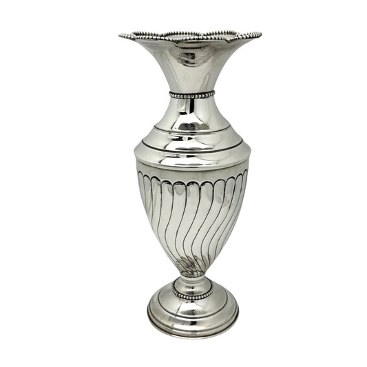 Sterling Silver Bead & Line Vase