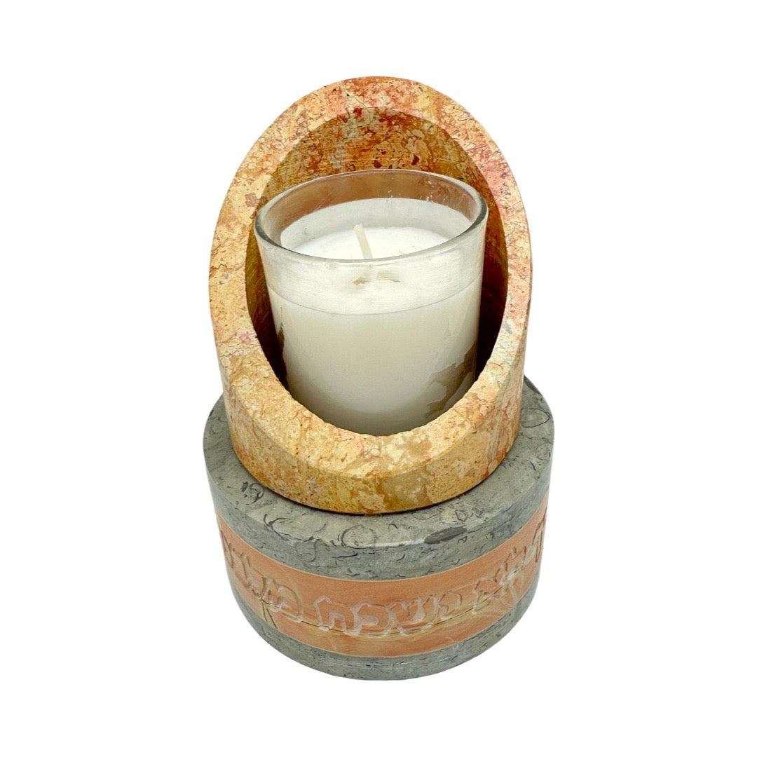 Jerusalem Stone Yizkor Candle Holder