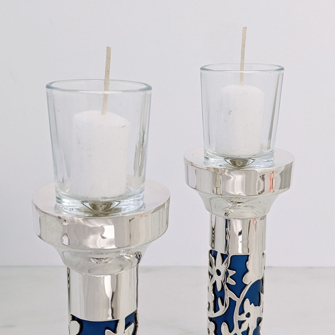 Cut Out Flower Sterling Silver Candlesticks