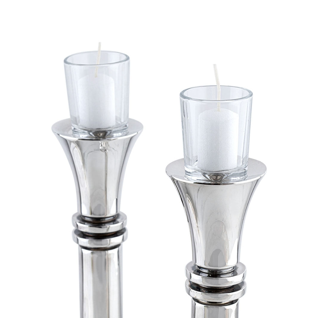 Bier Sterling Silver Disc Candlesticks