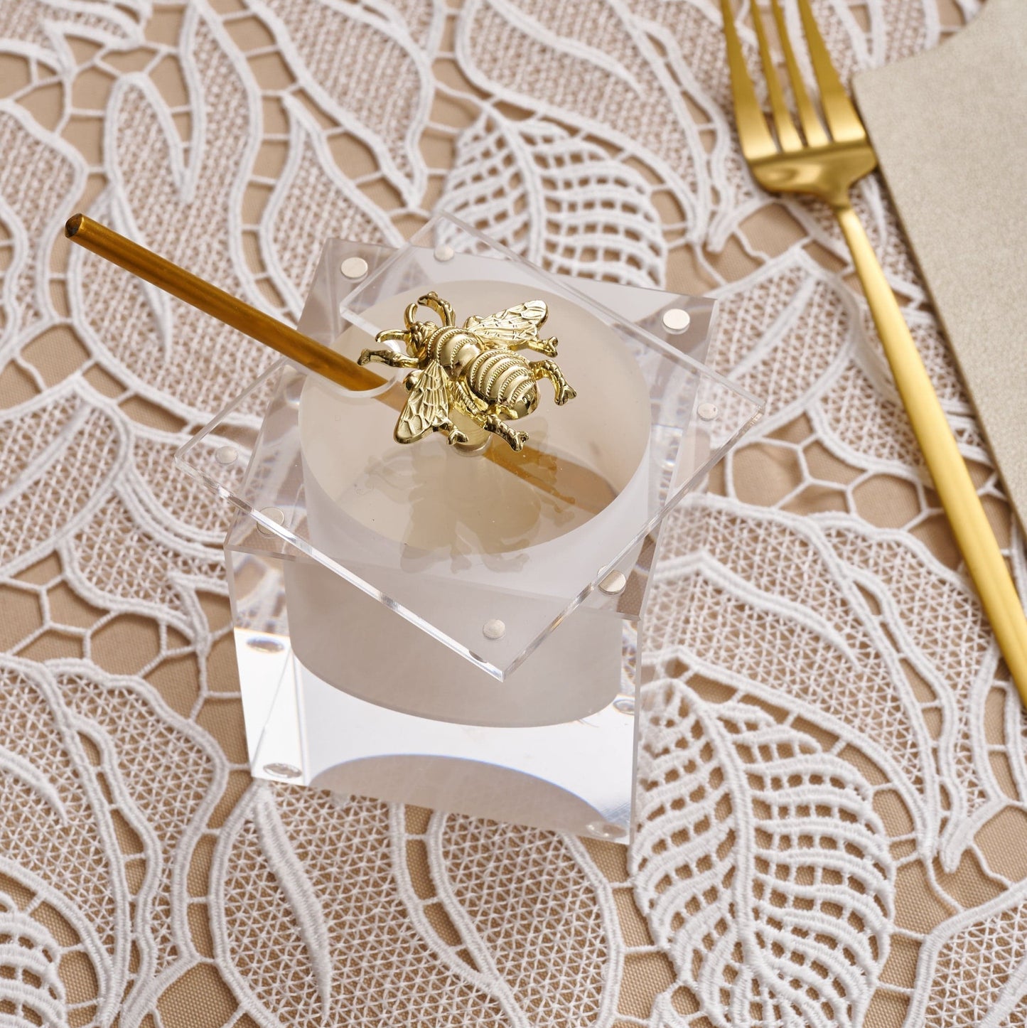 Lucite Bee Honey Dish
