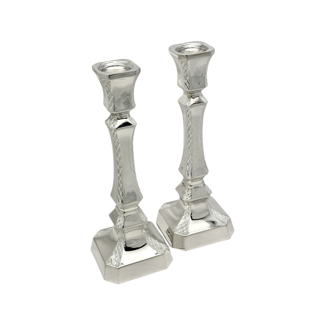 Square Base Mini Diamond Cut Candlesticks