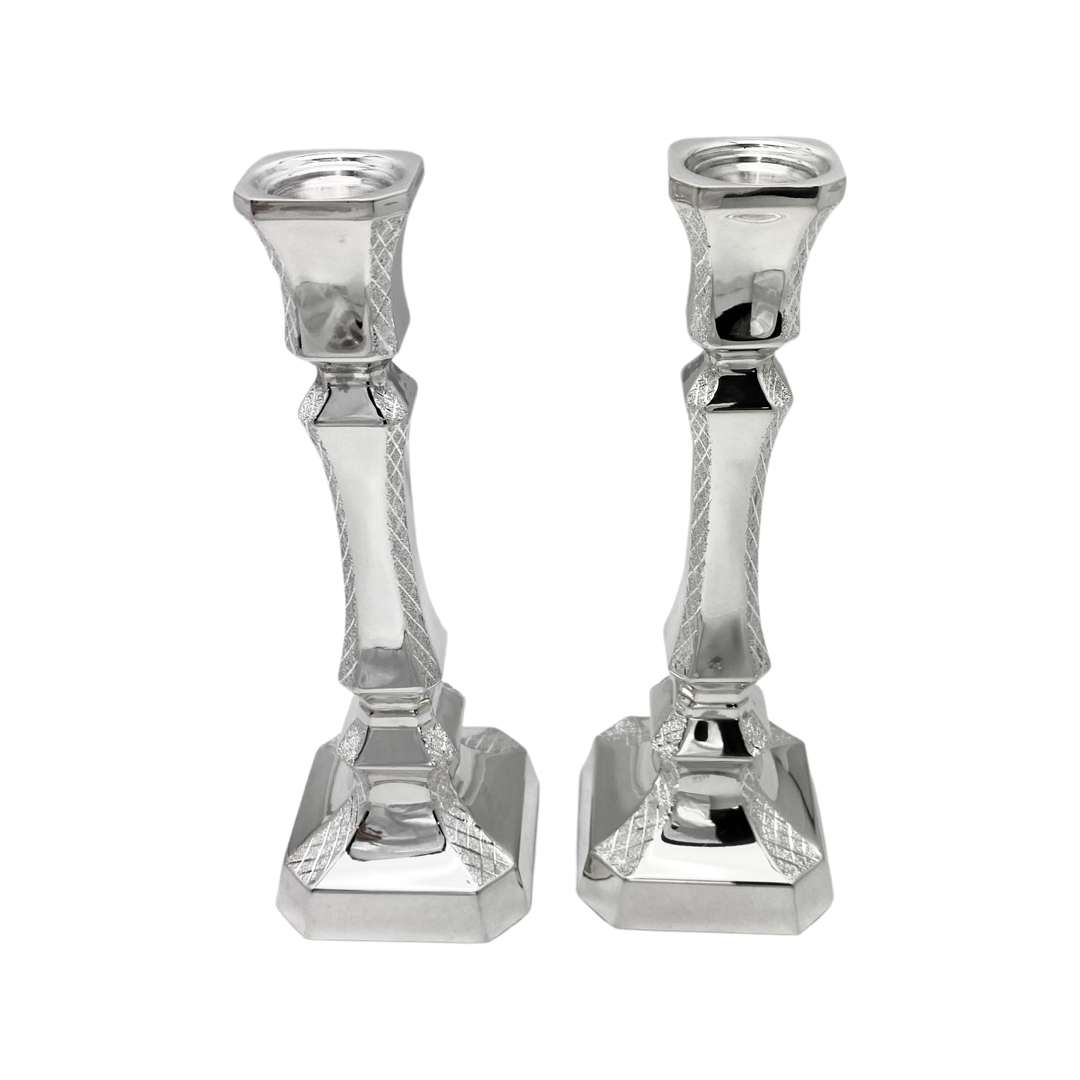 Square Base Mini Diamond Cut Candlesticks