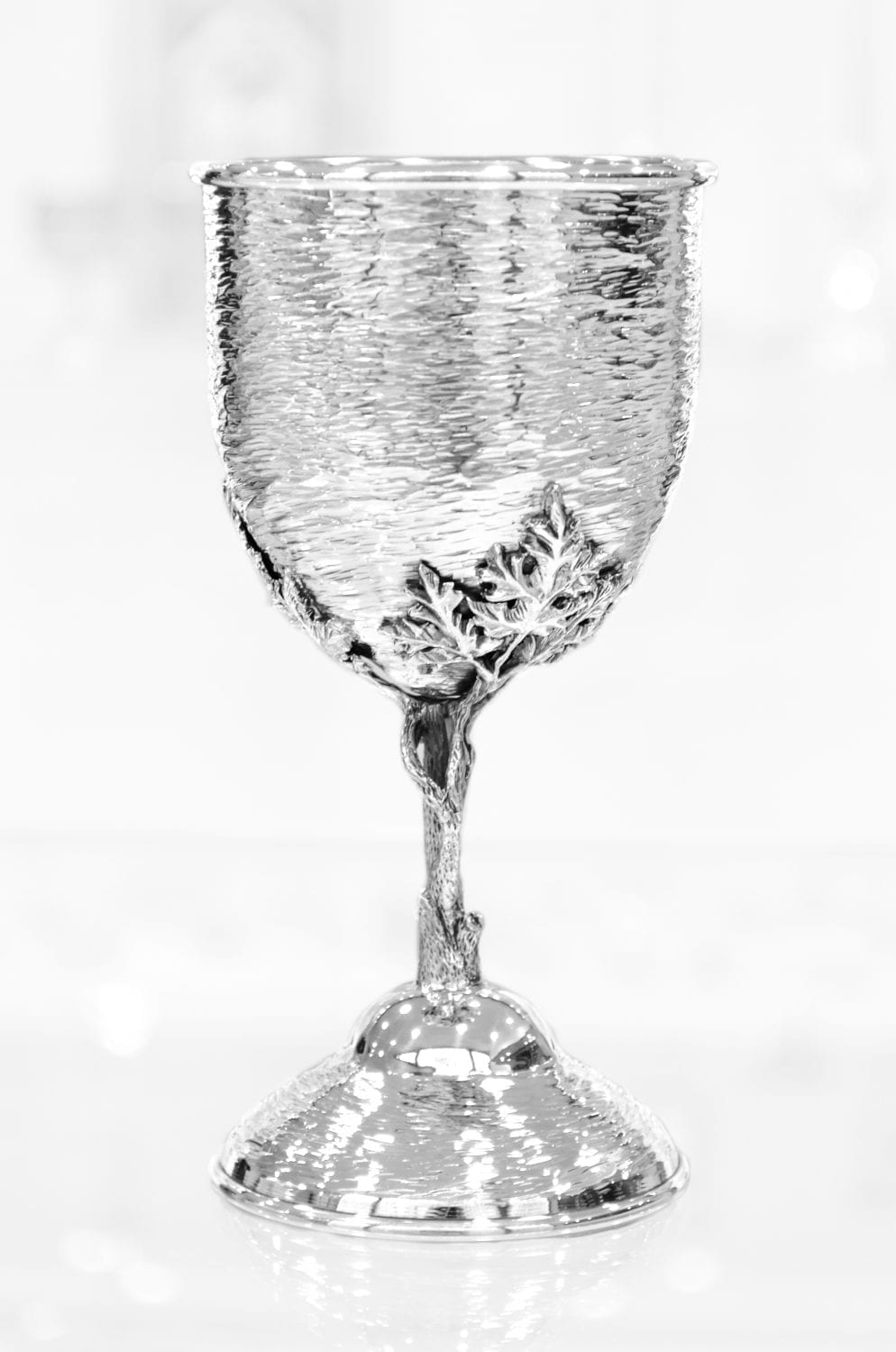 Line Hammered Tree of Life Kiddush Cup
