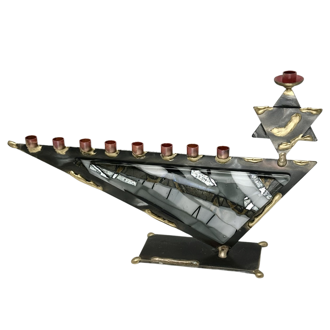 Gray Glass Menorah