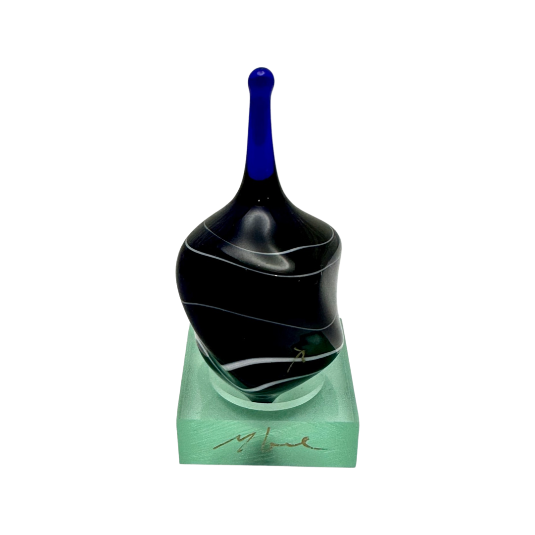 Michael Gore Dark Blue and White Twist Dreidel