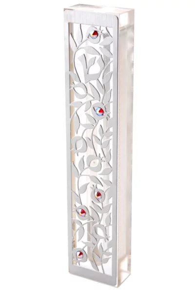 Lucite & Stainless Steel Pomegranate Mezuzah