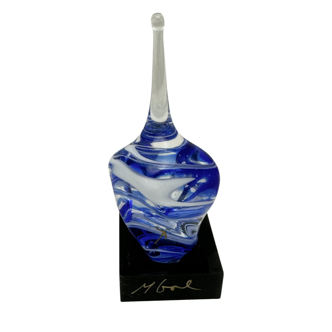 Michael Gore Clear White/Cobalt Twist Dreidel