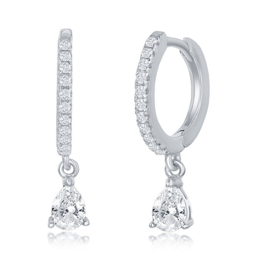 Sterling Silver Small Huggie Hoop CZ Earrings