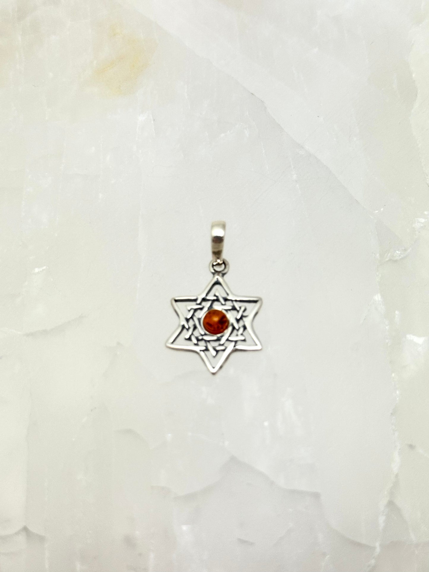 Magen David with Amber Stone