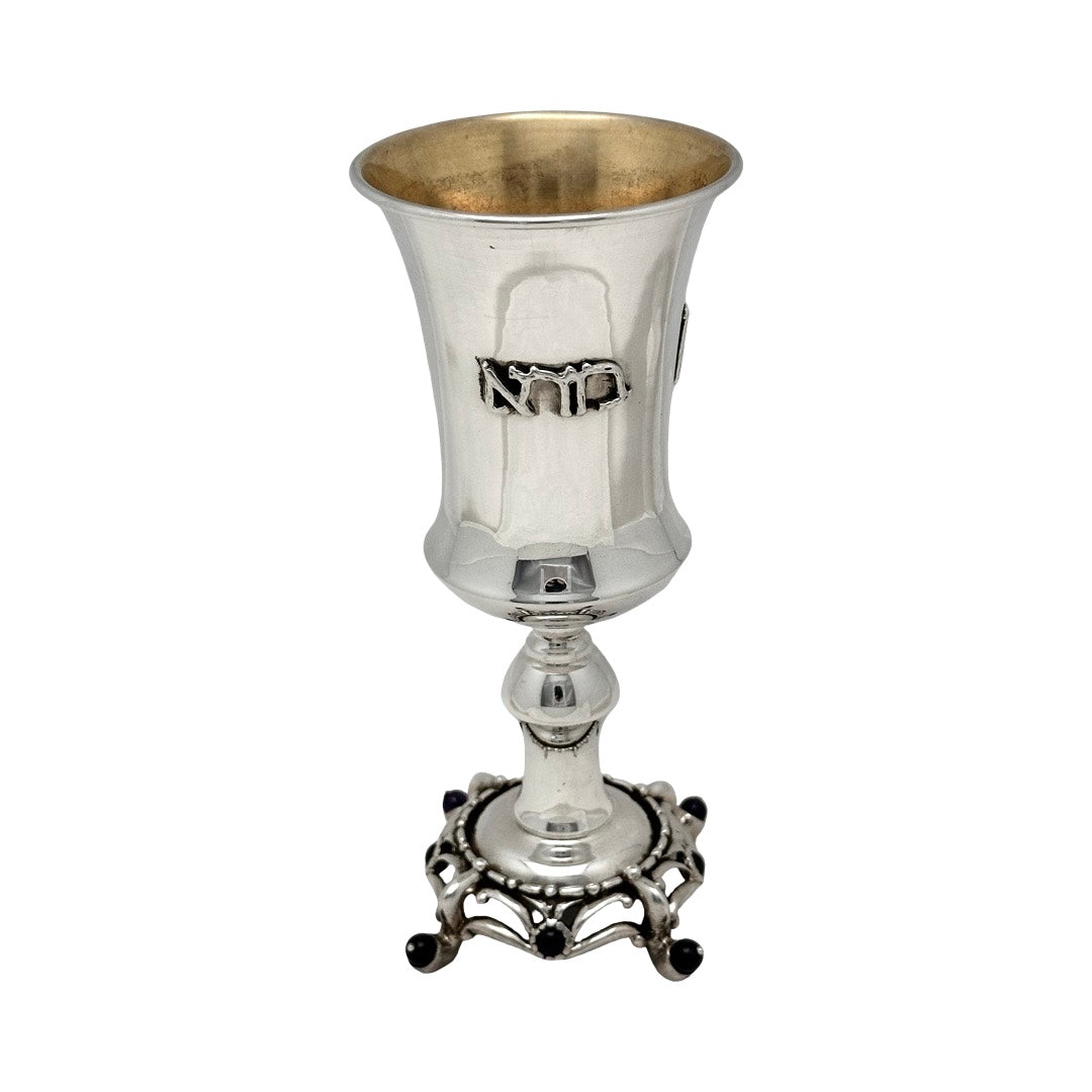 Square Leg Kiddush Cup with Amethysts