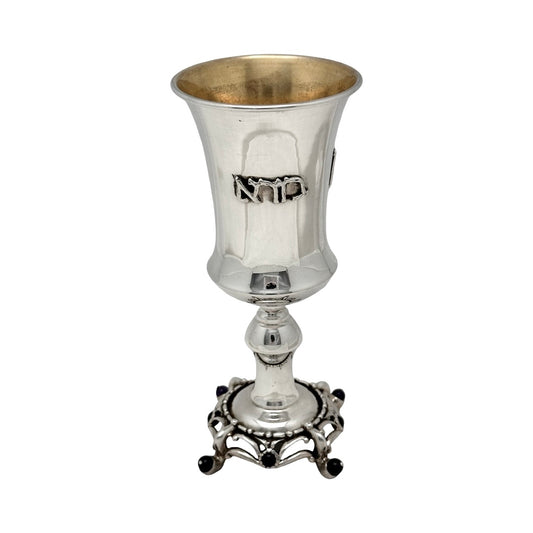 Square Leg Kiddush Cup with Amethysts