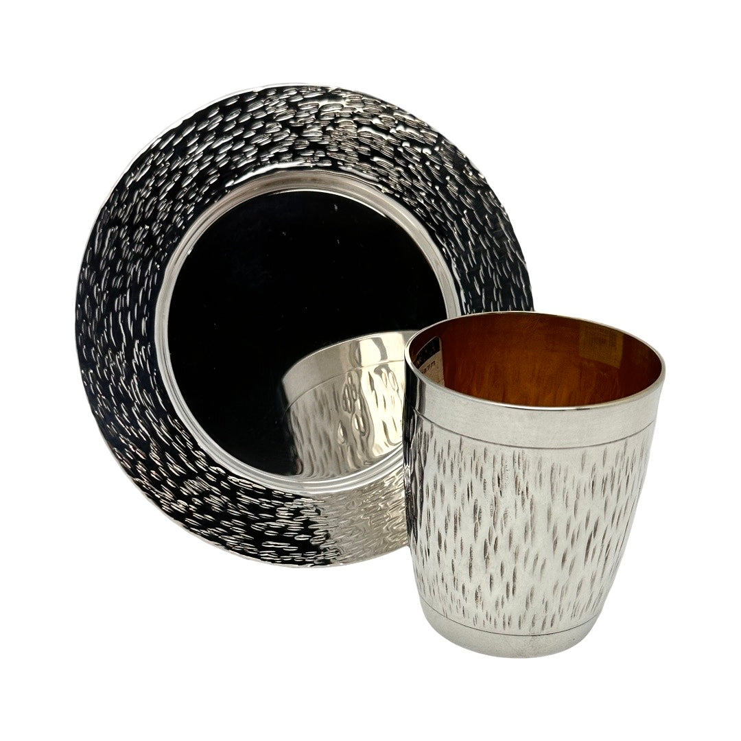 Line Hammered Barrel Kiddush Cup