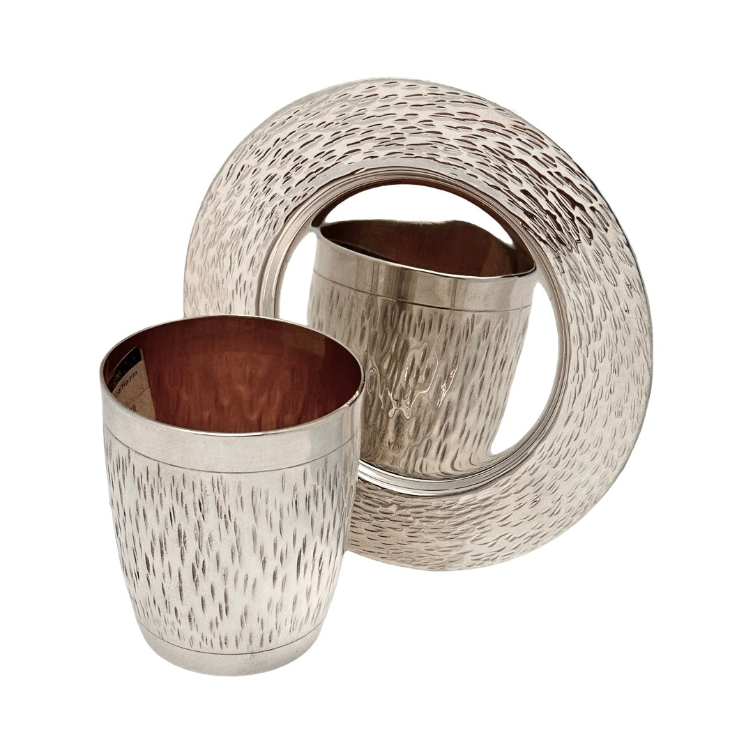 Line Hammered Barrel Kiddush Cup