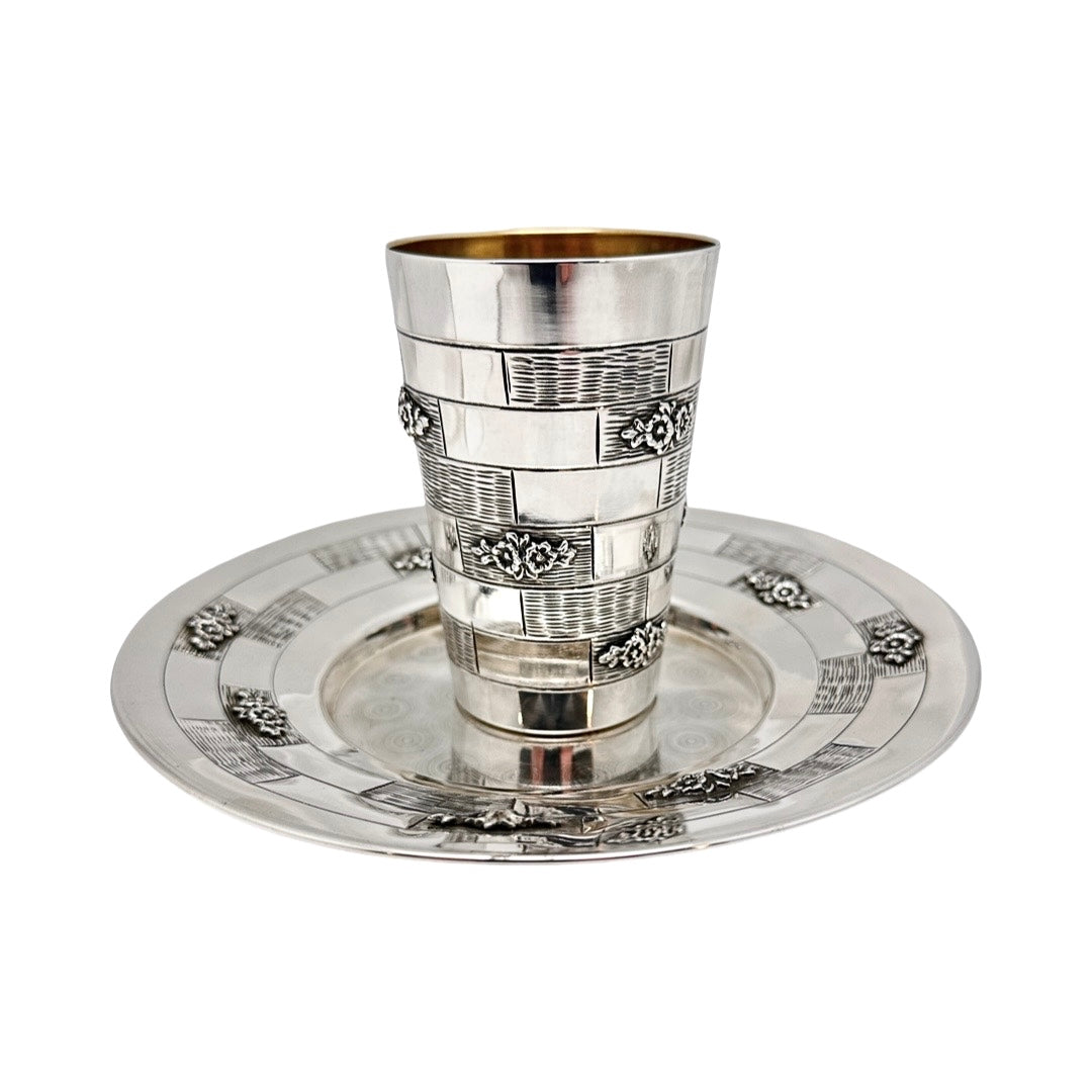 Casted Flowers Kiddush Cup Set