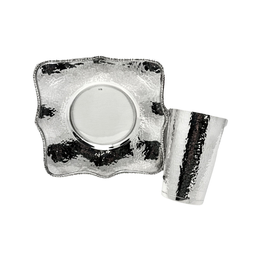 Evora Hammered Kiddush Cup Set