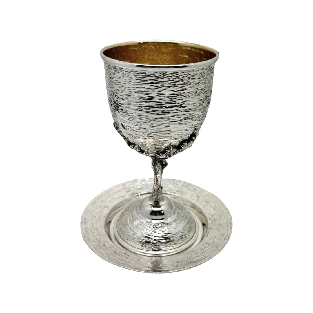 Line Hammered Tree of Life Kiddush Cup