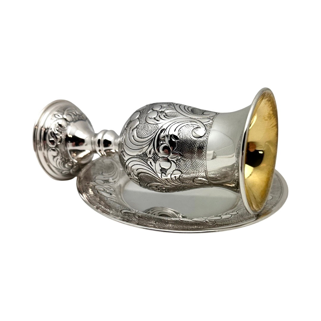 Kiddush Cup Feather on Stem With Tray