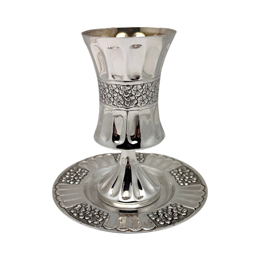 Flower and Line Kiddush Cup Set