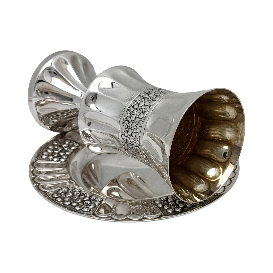 Flower and Line Kiddush Cup Set