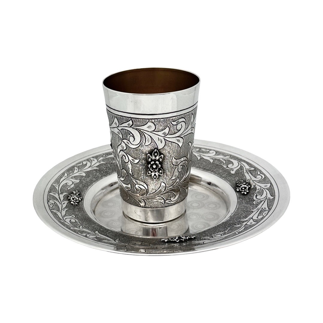 Chase Casted Flowers Kiddush Cup Set
