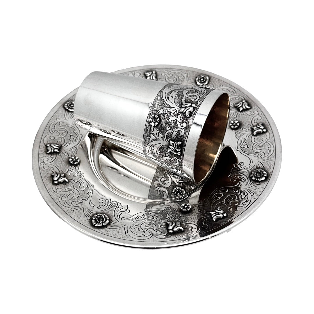 Casted Flower Kiddush Cup Set